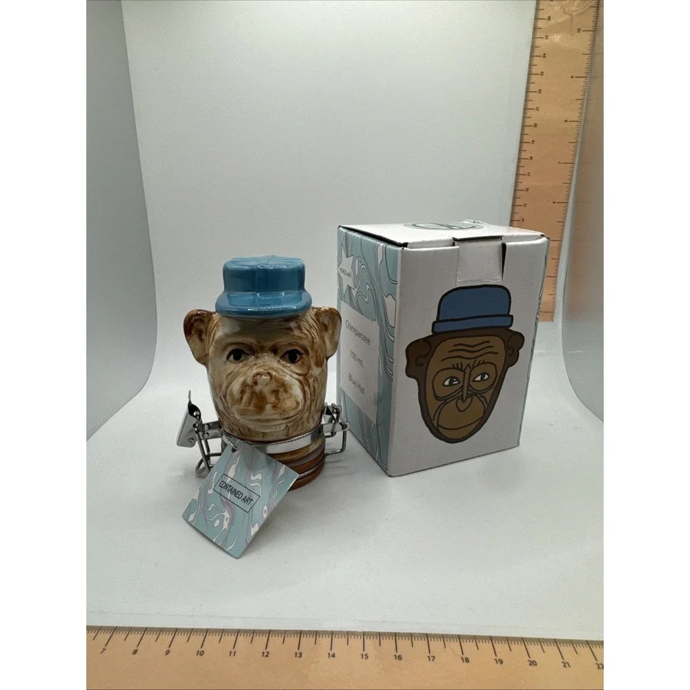 Contained Art Chimpanzee Porcelain 100mL Airtight Storage‎ Jar Blue Hat New